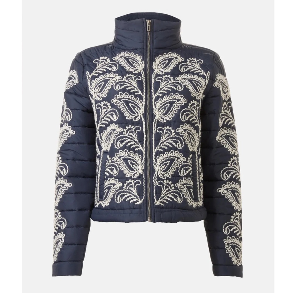 NIC + ZOE Embroidered Puffer Bomber Size: XXL